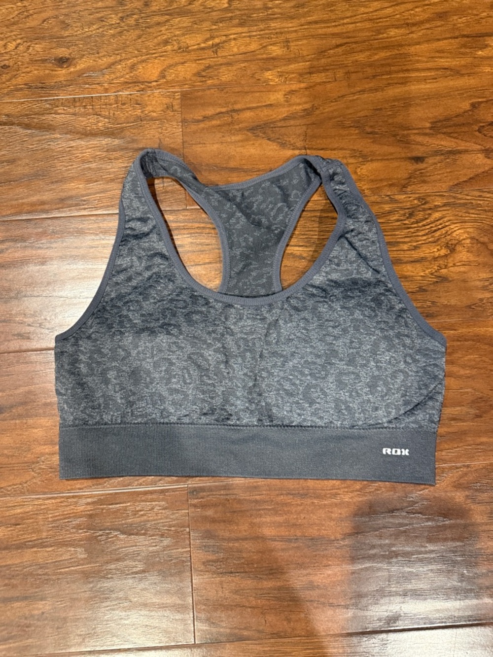 RBX Charcoal Leopard Seamless Racerback Sports Bra